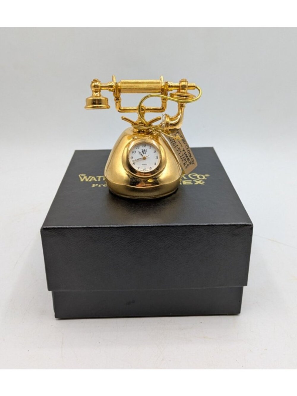 Timex Quartz Vintage Telephone Mini Clock Gold Tone Waterbury Clock Co 2.5"
